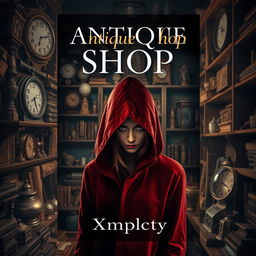 An intriguing book cover design for "Antique Shop" by Xmplcty