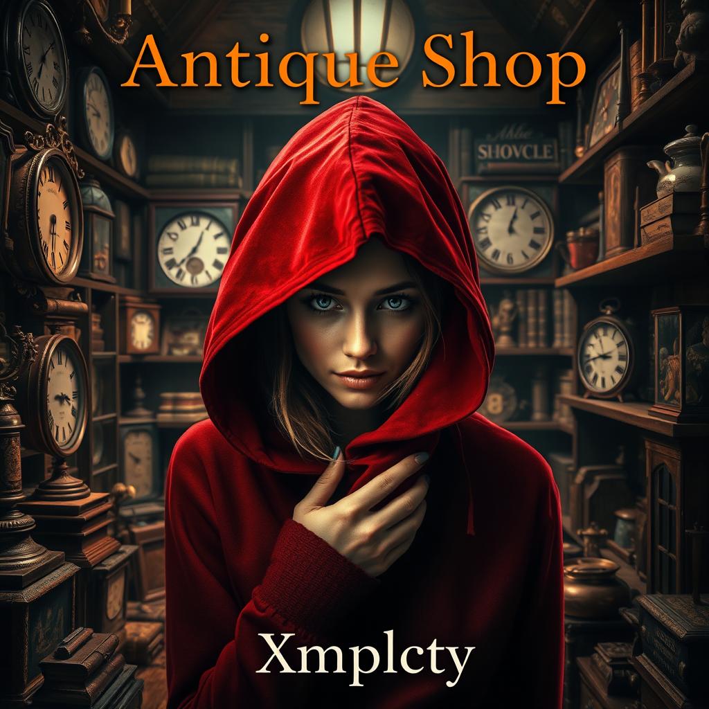 An intriguing book cover design for "Antique Shop" by Xmplcty