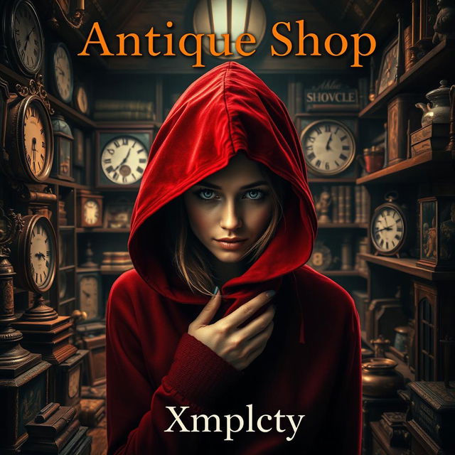 An intriguing book cover design for "Antique Shop" by Xmplcty