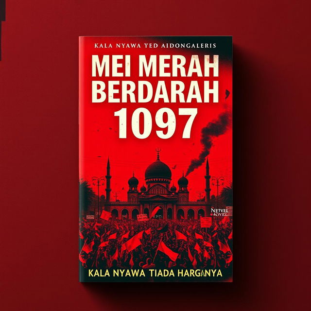 A striking novel cover showcasing a background of rich red with subtle touches of black, setting a bold and intense mood