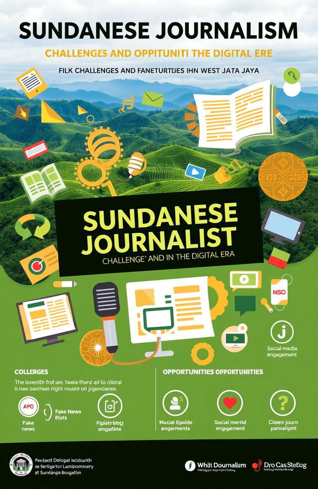 A dynamic and engaging infographic about 'Sundanese Journalism: Challenges and Opportunities in the Digital Era'