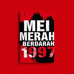 A bold and striking book cover titled "MEI MERAH BERDARAH 1997" featuring a vivid background in shades of red and black