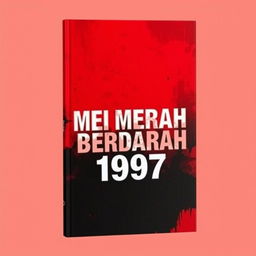 A bold and striking book cover titled "MEI MERAH BERDARAH 1997" featuring a vivid background in shades of red and black