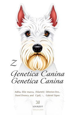 A book cover design featuring a prominent, detailed illustration of a white Zwergschnauzer, showcasing its characteristic features like the wiry fur, bushy beard, and expressive eyes