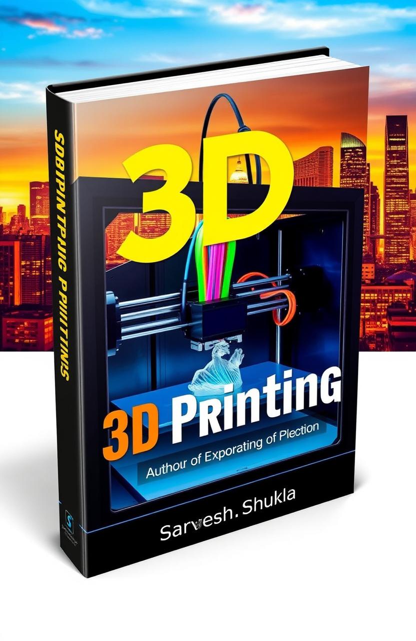 A captivating book cover design for a book titled '3D Printing' by Sarvesh Shukla