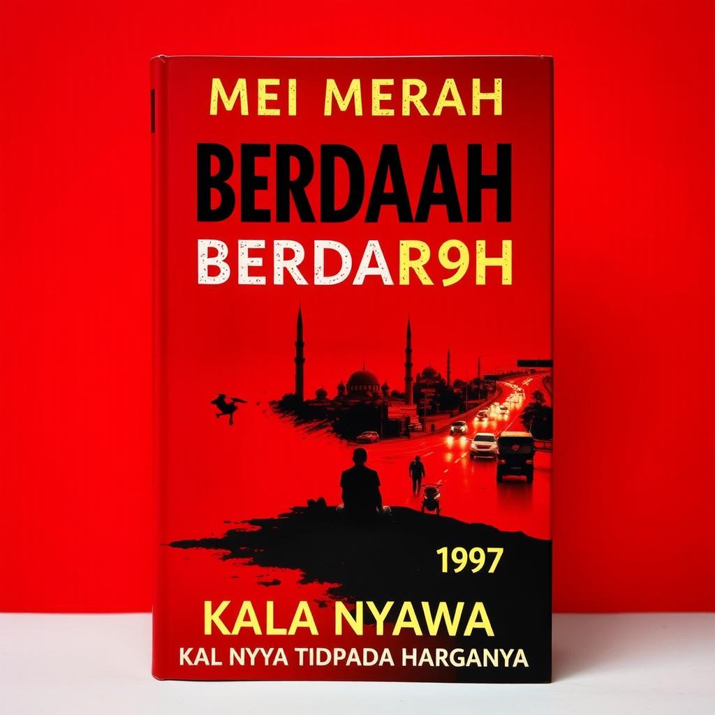 A striking novel cover featuring a bold red background accented with subtle black elements