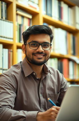 A portrait of Sarvesh Shukla, a dedicated PhD scholar, with a confident and determined expression