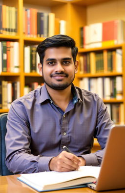 A portrait of Sarvesh Shukla, a dedicated PhD scholar, with a confident and determined expression