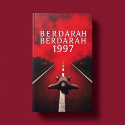 A striking novel cover featuring a background primarily in red with hints of black, depicting the image of a victim lying on a roadway