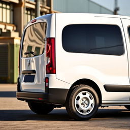 A sleek white Renault Kangoo industrial van prominently displayed, showcasing its modern design and practicality