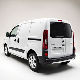 A sleek white Renault Kangoo industrial van prominently displayed, capturing its modern aesthetic and functional design