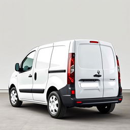 A sleek white Renault Kangoo industrial van prominently displayed, capturing its modern aesthetic and functional design