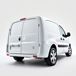 A sleek white Renault Kangoo industrial van prominently displayed, capturing its modern aesthetic and functional design