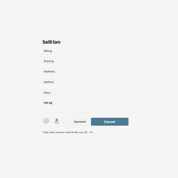 A clean and modern desktop payment page design set against a white background