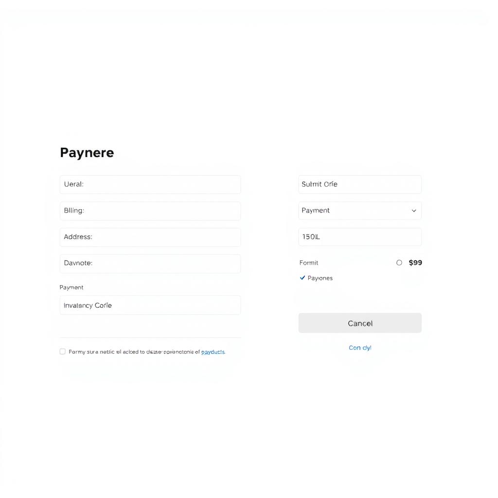 A clean and modern desktop payment page design set against a white background