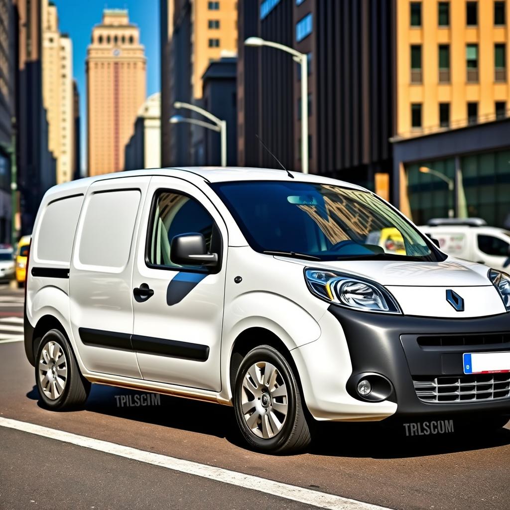 A sleek white Renault Kangoo Industrial Van parked on a city street