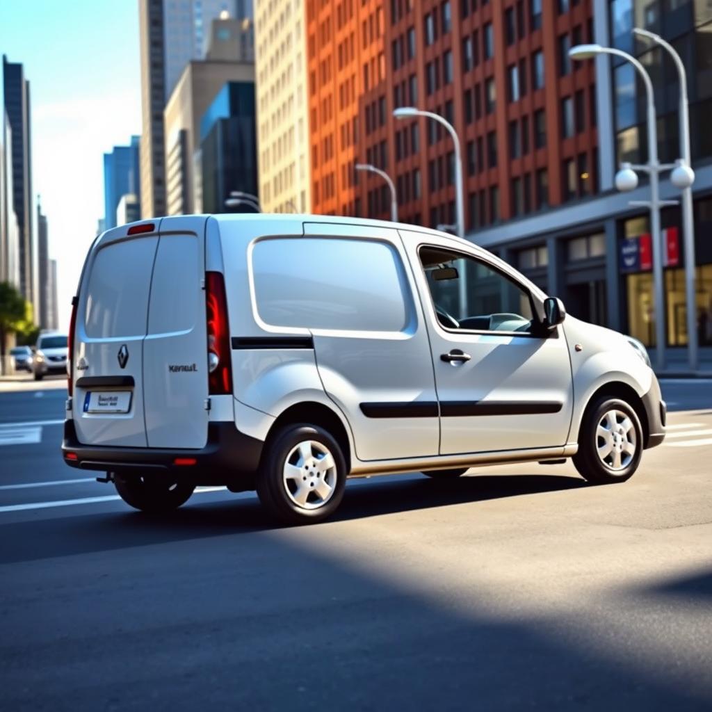 A sleek white Renault Kangoo Industrial Van parked on a city street