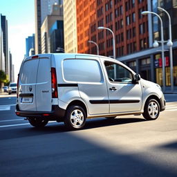 A sleek white Renault Kangoo Industrial Van parked on a city street