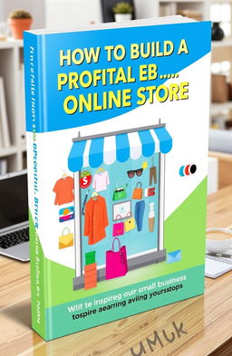 A vibrant and engaging book cover design for a guide titled 'How to Build a Profitable Online Store'