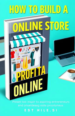 A vibrant and engaging book cover design for a guide titled 'How to Build a Profitable Online Store'