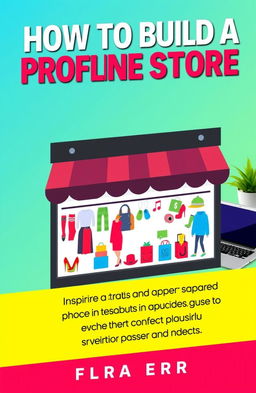 A vibrant and engaging book cover design for a guide titled 'How to Build a Profitable Online Store'