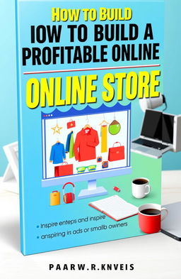 A vibrant and engaging book cover design for a guide titled 'How to Build a Profitable Online Store'