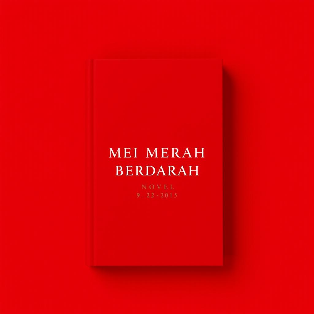 A minimalist novel cover for 'MEI MERAH BERDARAH', featuring a simple yet impactful design