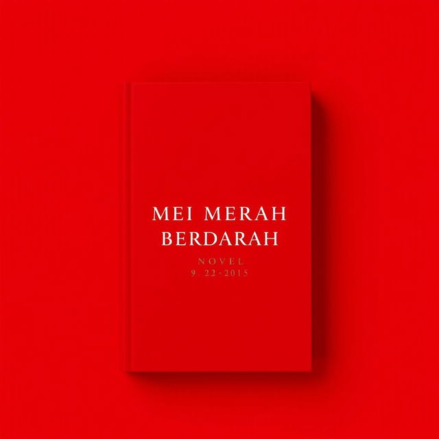 A minimalist novel cover for 'MEI MERAH BERDARAH', featuring a simple yet impactful design