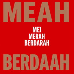 A minimalist novel cover for 'MEI MERAH BERDARAH', featuring a simple yet impactful design