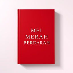 A minimalist novel cover for 'MEI MERAH BERDARAH', featuring a simple yet impactful design