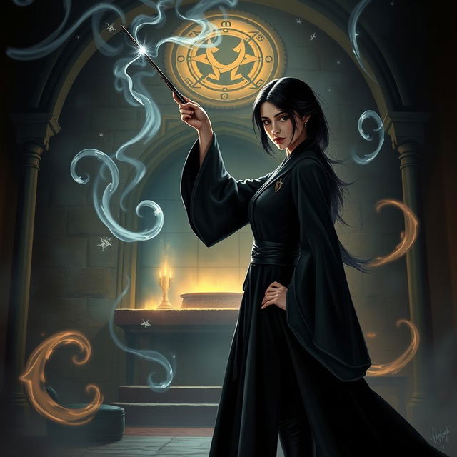 A mature-themed artwork inspired by the Harry Potter universe, featuring a dramatic scene set in a hidden, dimly lit chamber within Hogwarts