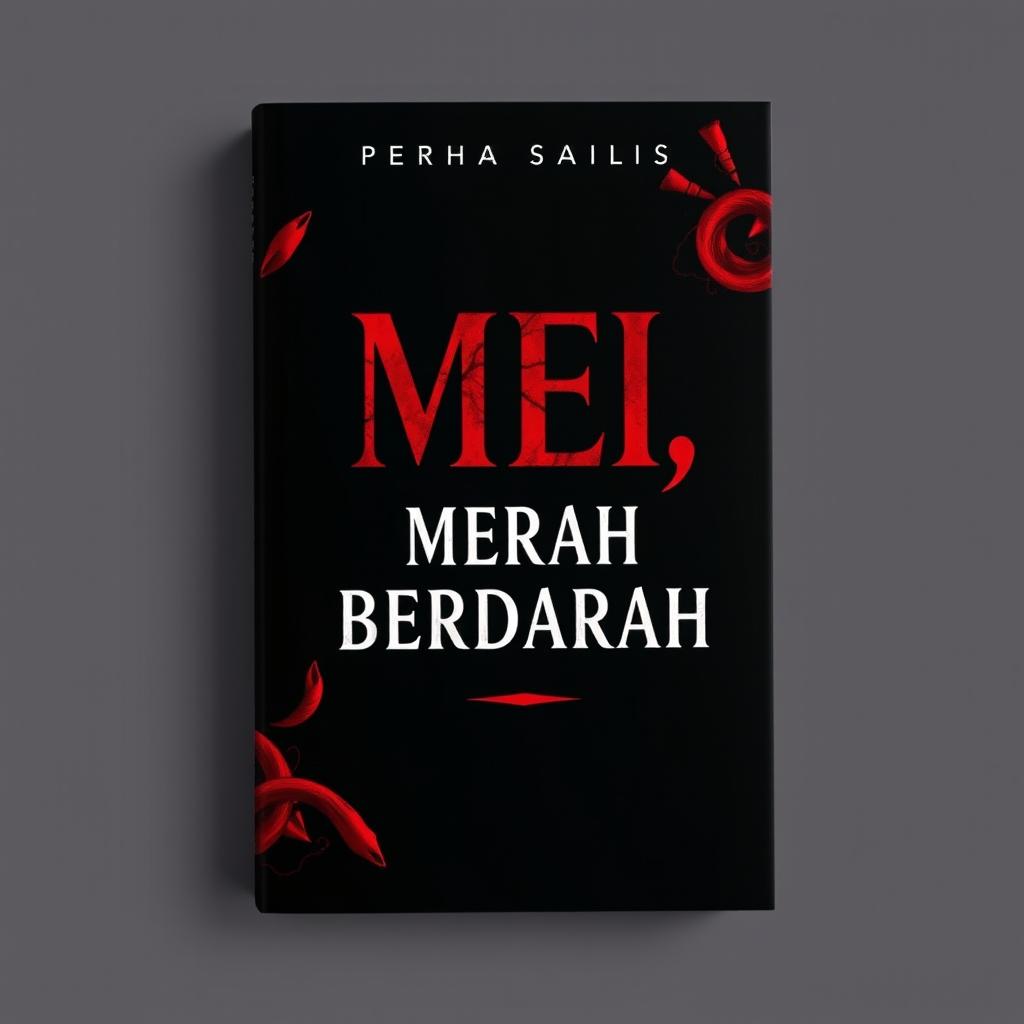 A captivating novel cover design featuring a rich black background complemented by contrasting deep red elements