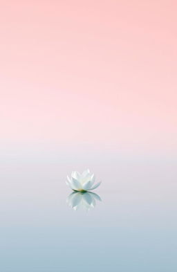 A minimalist composition showcasing a serene landscape with a soft gradient sky transitioning from pastel pink to light blue