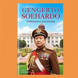 A book cover featuring General Soeharto standing confidently in military uniform, with a determined expression