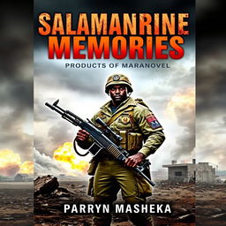 A captivating book cover for a war novel titled 'Salamanrine Memories'