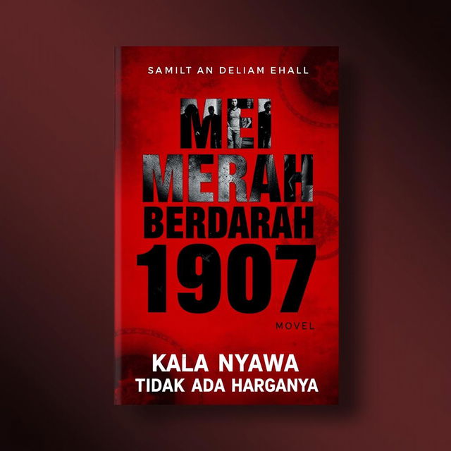 A novel cover design featuring a striking background of deep red with hints of black