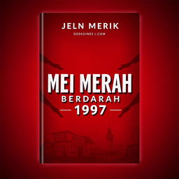 A visually striking book cover design for 'MEI MERAH BERDARAH 1997'