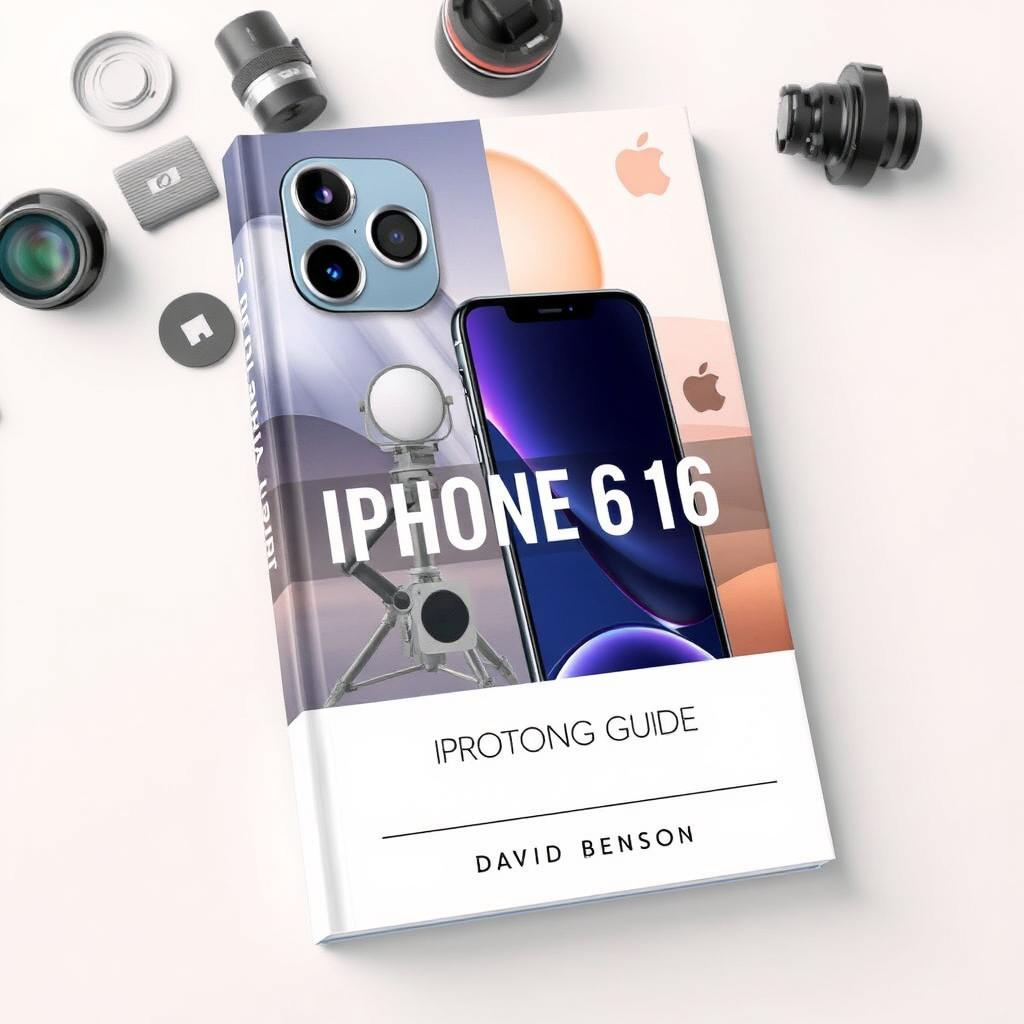 A clean and modern cover design for a photography guide titled 'IPHONE 16 PRO GUIDE by David Benson'