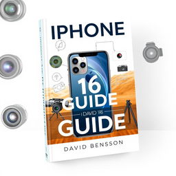 A clean and modern cover design for a photography guide titled 'IPHONE 16 PRO GUIDE by David Benson'