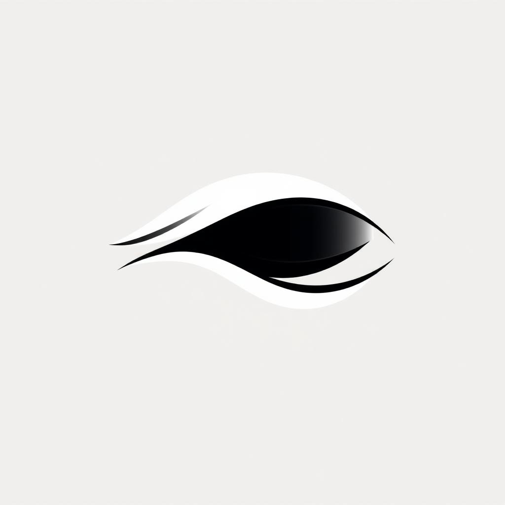 An artistic logo design featuring a stylized closed eye, represented in a minimalist style