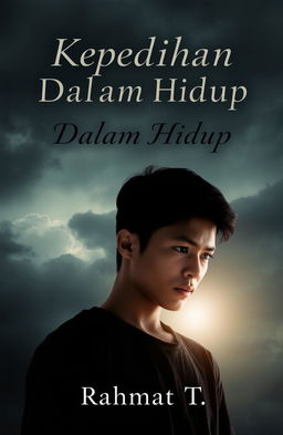 A book cover design for a novel titled 'Kepedihan Dalam Hidup' by Rahmat_T