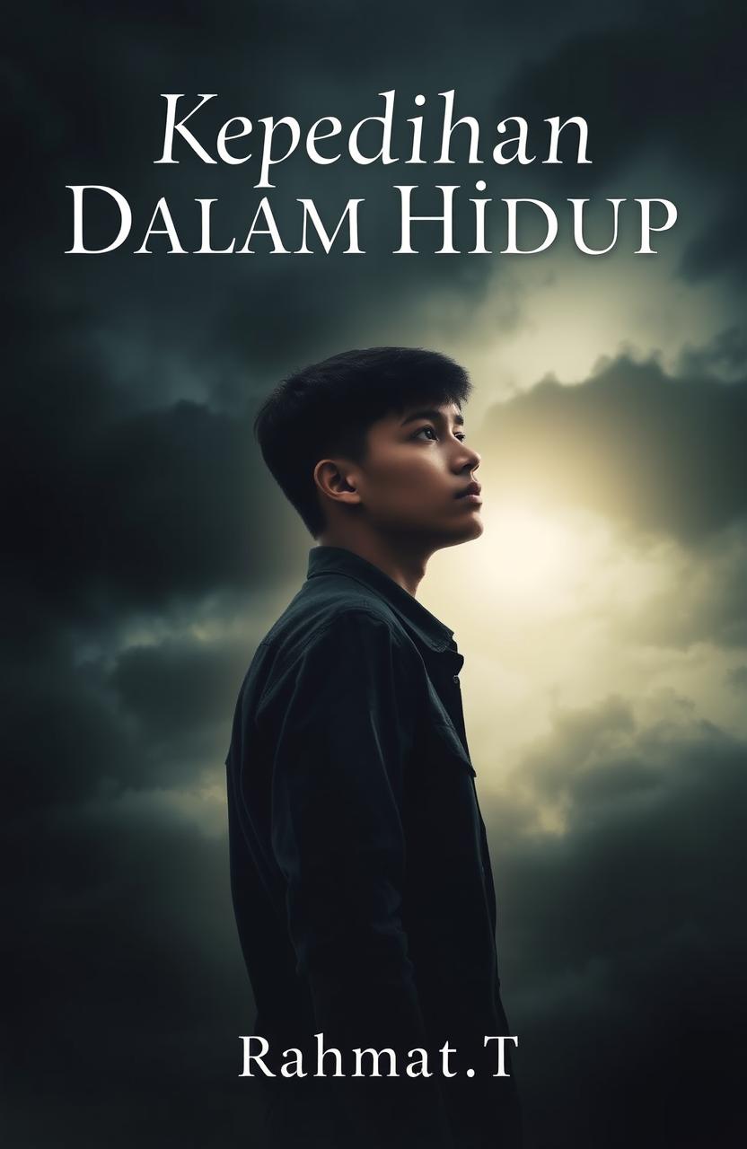 A book cover design for a novel titled 'Kepedihan Dalam Hidup' by Rahmat_T