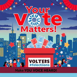 A vibrant and eye-catching voter poster design that emphasizes the importance of participating in elections