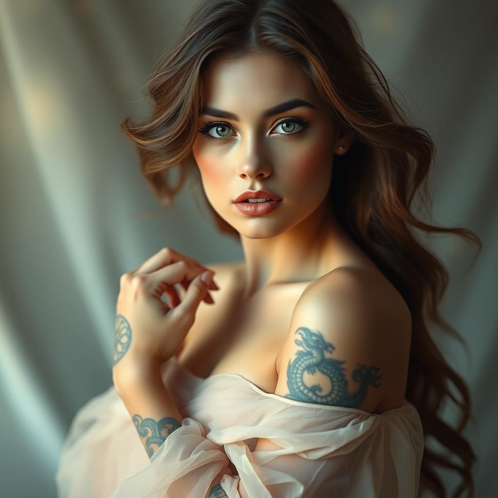 An ethereal beauty of a woman embodying intimate Russian allure