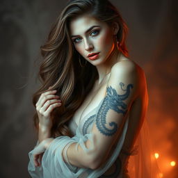 An ethereal beauty of a woman embodying intimate Russian allure