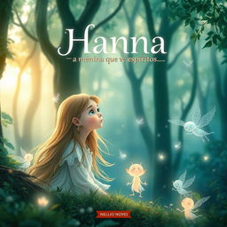 A visually captivating book cover for a novel titled 'Hanna, a menina que vê espíritos'