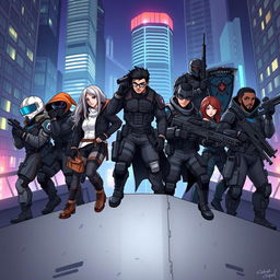 A striking illustration of an elite squad consisting of ten diverse members, each showcasing unique skills and styles