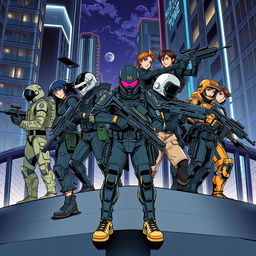 A striking illustration of an elite squad consisting of ten diverse members, each showcasing unique skills and styles