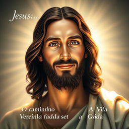 A serene and illuminated portrait of Jesus, showcasing a compassionate and welcoming expression, symbolizing truth and life