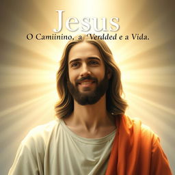 A serene and illuminated portrait of Jesus, showcasing a compassionate and welcoming expression, symbolizing truth and life